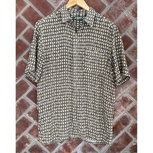 Vintage Campia Moda Rayon Shirt Mens M Geometric 90s Button Up Soft Lightweight